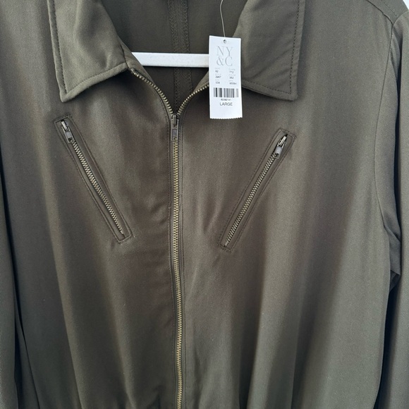 SOHO Jeans NY&Co Long Sleeve Short Dress, Drawstring, Half Zip, Green, Size L - Picture 4 of 8